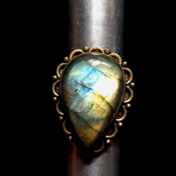 114 NWT Labradorite gemstone crystal 925 silver ring size 7 free shipping sale - Picture 3 of 8